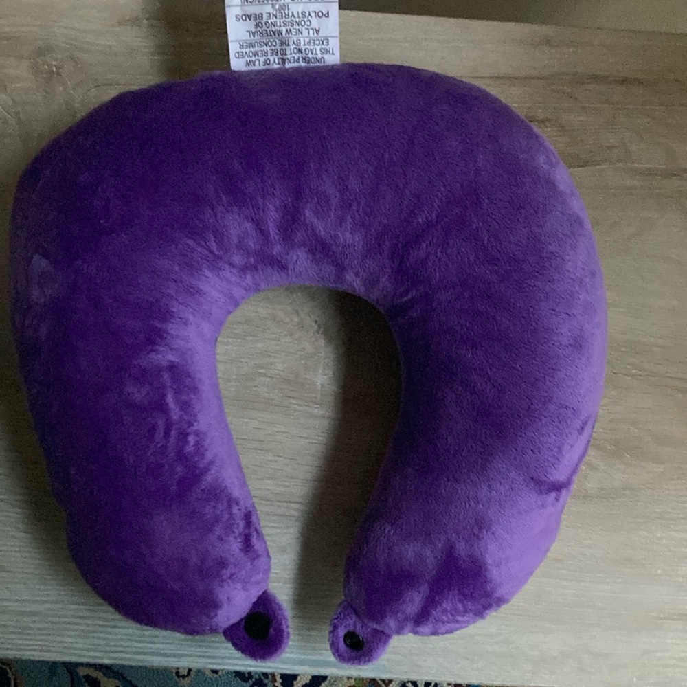 Adult Travel pillow micro bead with bottom snap purple